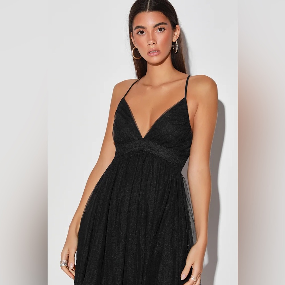 Sweet Lemon V-Neck Evening Dress